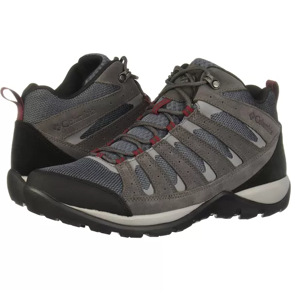imageColumbia Mens Redmond V2 Mid Waterproof Hiking ShoeGraphiteRed Jasper