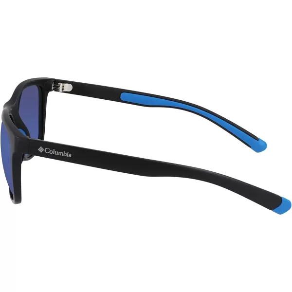 imageColumbia Mens River Chill Square SunglassesMatte Black amp BlueBlue Mirror Lens