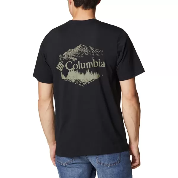 imageColumbia Mens Rockaway River Back Graphic Short Sleeve TeeBlackHex Natured Graphic