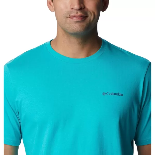 imageColumbia Mens Rockaway River Country Short Sleeve TeeBright AquaTreestriped Flag Graphic
