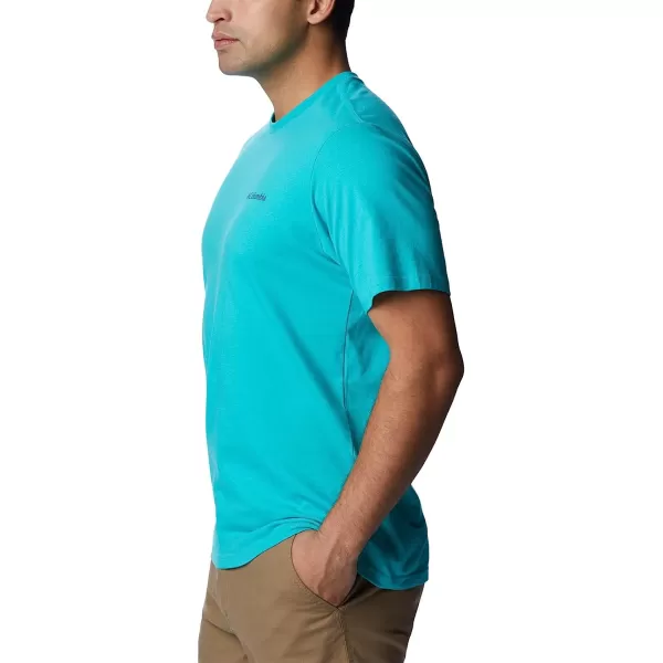 imageColumbia Mens Rockaway River Country Short Sleeve TeeBright AquaTreestriped Flag Graphic