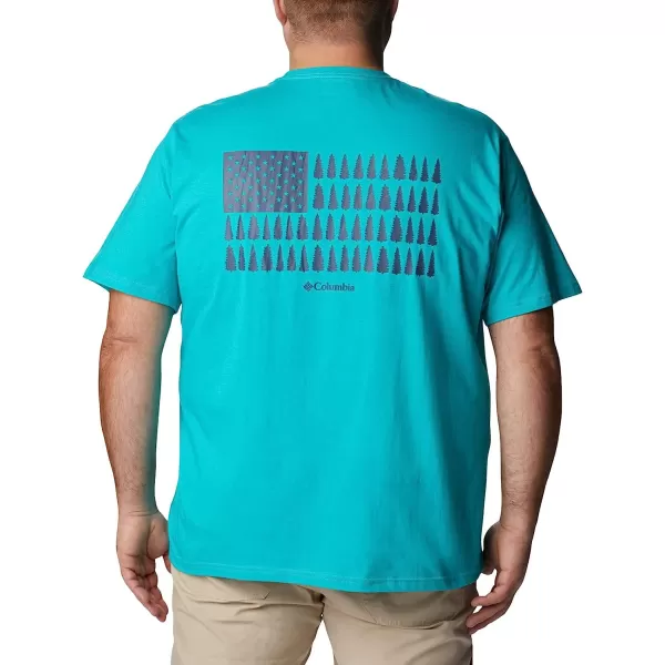 imageColumbia Mens Rockaway River Country Short Sleeve TeeBright AquaTreestriped Flag Graphic