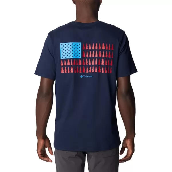 imageColumbia Mens Rockaway River Country Short Sleeve TeeCollegiate NavyTreestriped Flag Grx