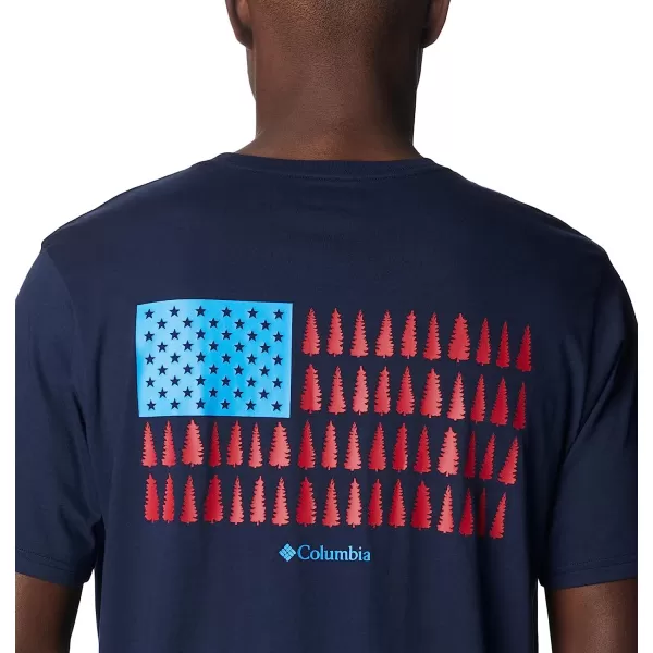 imageColumbia Mens Rockaway River Country Short Sleeve TeeCollegiate NavyTreestriped Flag Grx