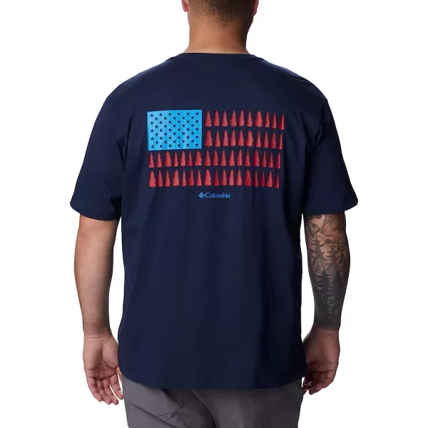 imageColumbia Mens Rockaway River Country Short Sleeve TeeCollegiate NavyTreestriped Flag Grx