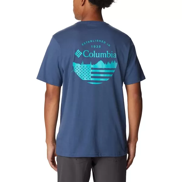imageColumbia Mens Rockaway River Country Short Sleeve TeeDark MountainFun With Flags Graphic