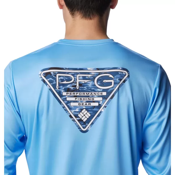 imageColumbia Mens Standard Terminal Tackle PFG Hooks Fill Long SleeveAgate BlueCollegiate Navy Ripples