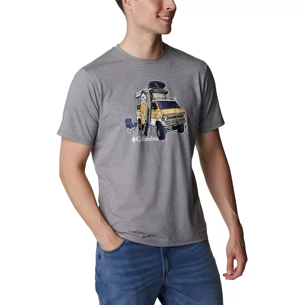 imageColumbia Mens Sun Trek Short Sleeve Graphic TeeCity Grey HeatherH2o Fanatic Graphic