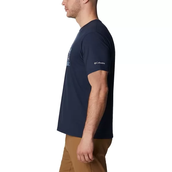 imageColumbia Mens Sun Trek Short Sleeve Graphic TeeCollegiate NavyPalmed Hex Graphic