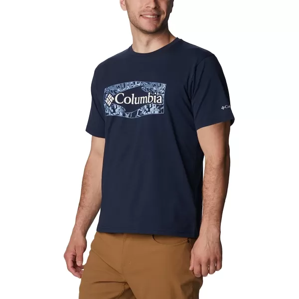 imageColumbia Mens Sun Trek Short Sleeve Graphic TeeCollegiate NavyPalmed Hex Graphic