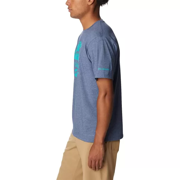 imageColumbia Mens Sun Trek Short Sleeve Graphic TeeDark Mountain HeatherStippled Scene Graphic