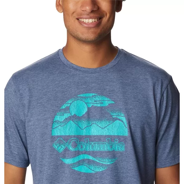 imageColumbia Mens Sun Trek Short Sleeve Graphic TeeDark Mountain HeatherStippled Scene Graphic