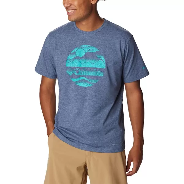 imageColumbia Mens Sun Trek Short Sleeve Graphic TeeDark Mountain HeatherStippled Scene Graphic