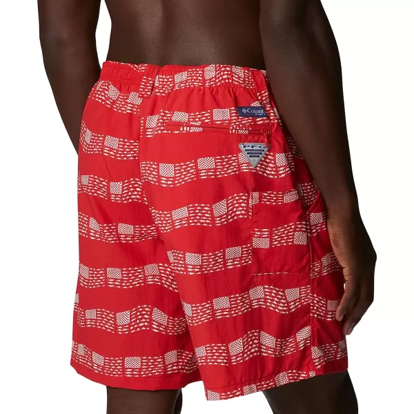 imageColumbia Mens Super Backcast Water ShortRed Spark Fish Flag Waves Print