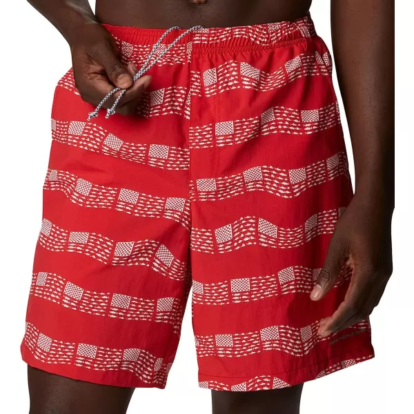 imageColumbia Mens Super Backcast Water ShortRed Spark Fish Flag Waves Print