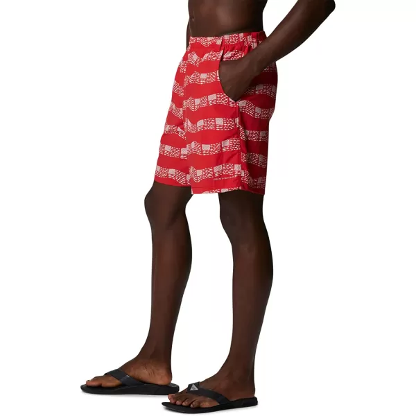 imageColumbia Mens Super Backcast Water ShortRed Spark Fish Flag Waves Print