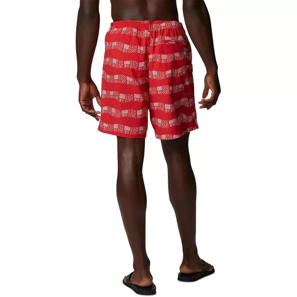 imageColumbia Mens Super Backcast Water ShortRed Spark Fish Flag Waves Print
