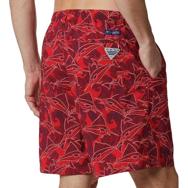 imageColumbia Mens Super Backcast Water ShortRed Spark Fish Wave Print Yellow