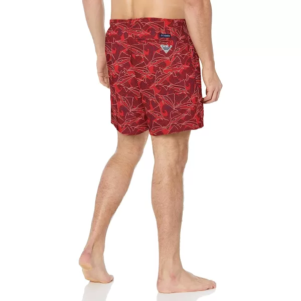 imageColumbia Mens Super Backcast Water ShortRed Spark Fish Wave Print Yellow