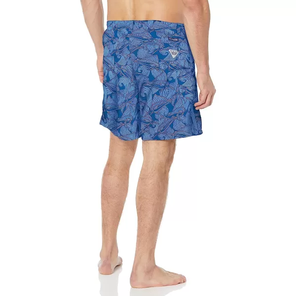 imageColumbia Mens Super Backcast Water ShortVivid Blue Fish Wave Print