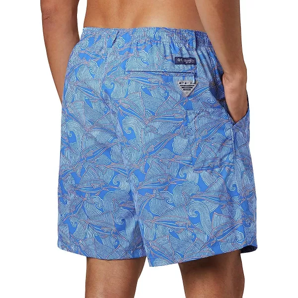 imageColumbia Mens Super Backcast Water ShortVivid Blue Fish Wave Print