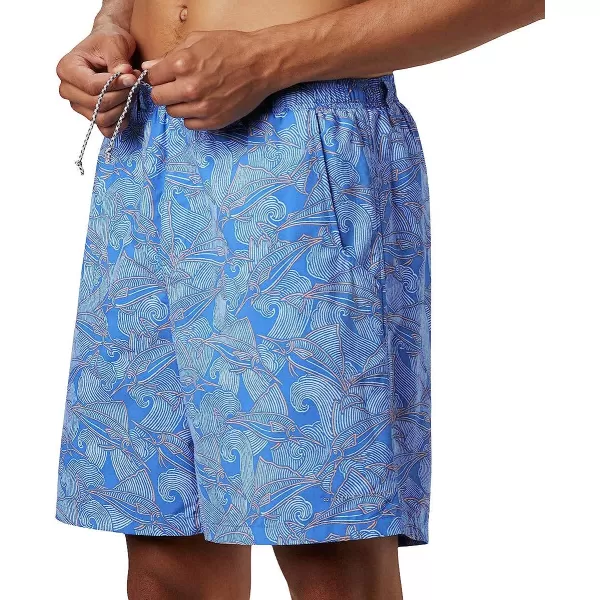 imageColumbia Mens Super Backcast Water ShortVivid Blue Fish Wave Print