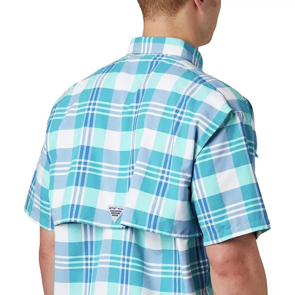 imageColumbia Mens Super Bahama Short Sleeve ShirtBright Aqua Multi Plaid