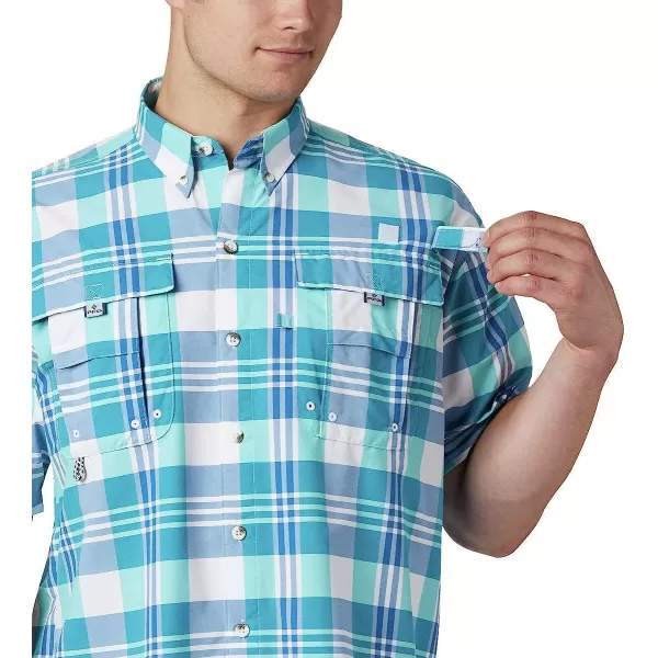 imageColumbia Mens Super Bahama Short Sleeve ShirtBright Aqua Multi Plaid