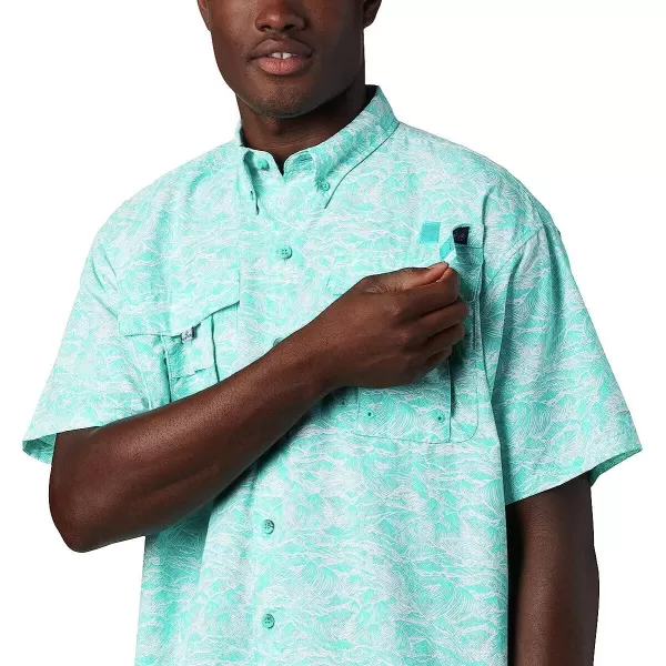 imageColumbia Mens Super Bahama Short Sleeve ShirtBright Aqua Tuna Time Print