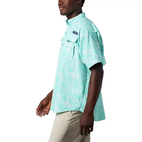 imageColumbia Mens Super Bahama Short Sleeve ShirtBright Aqua Tuna Time Print