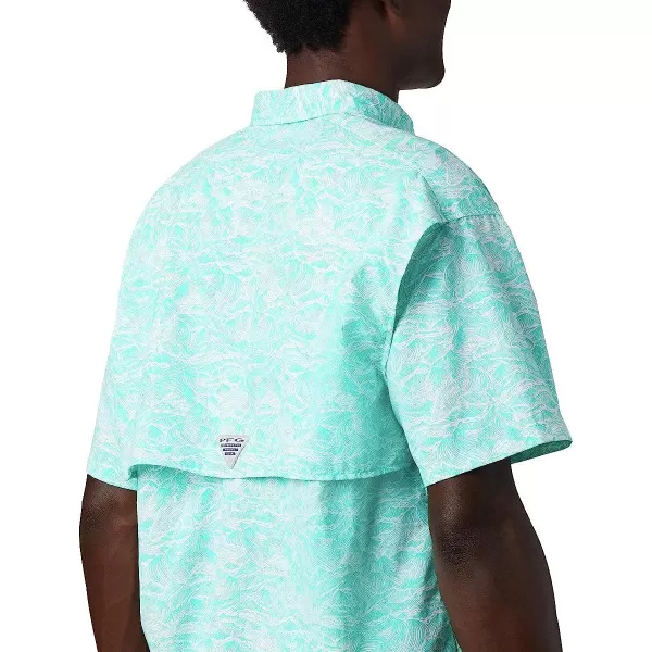imageColumbia Mens Super Bahama Short Sleeve ShirtBright Aqua Tuna Time Print