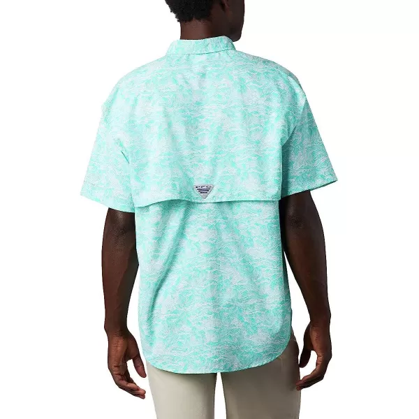 imageColumbia Mens Super Bahama Short Sleeve ShirtBright Aqua Tuna Time Print