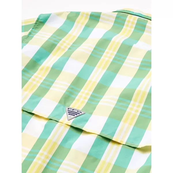 imageColumbia Mens Super Bahama Short Sleeve ShirtDark Lime Multi Plaid