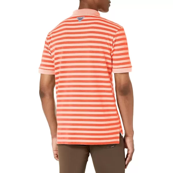 imageColumbia Mens Super Bonefish Pique PoloLight Coral Hook Em Stripe