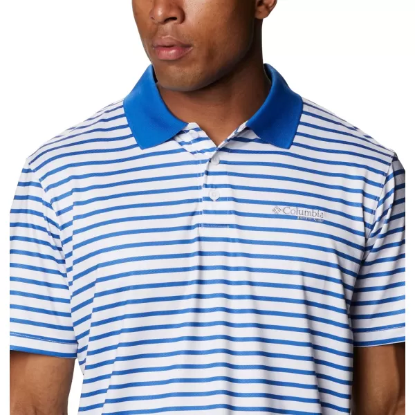 imageColumbia Mens Super Skiff Cast PoloVivid BlueWhite Stripe