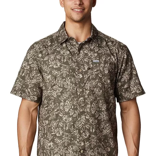 imageColumbia Mens Super Slack Tide Camp ShirtAlpine Tundra Flatslam Tropical Print