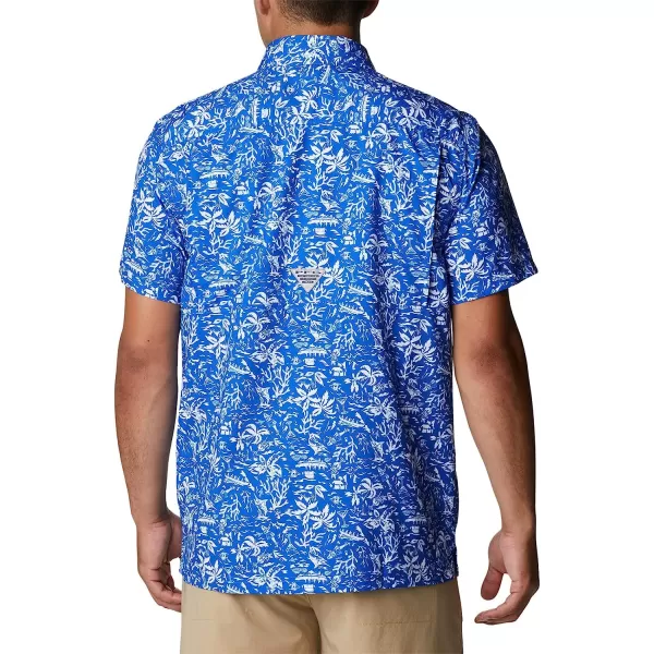imageColumbia Mens Super Slack Tide Camp ShirtBlue Macaw Kona Print