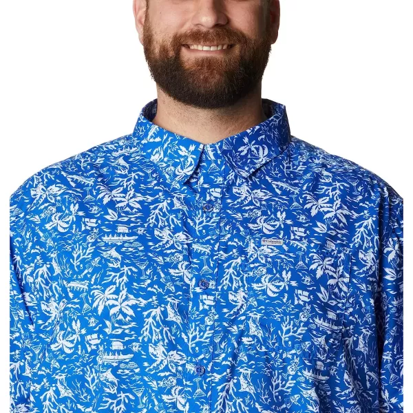 imageColumbia Mens Super Slack Tide Camp ShirtBlue Macaw Kona Print