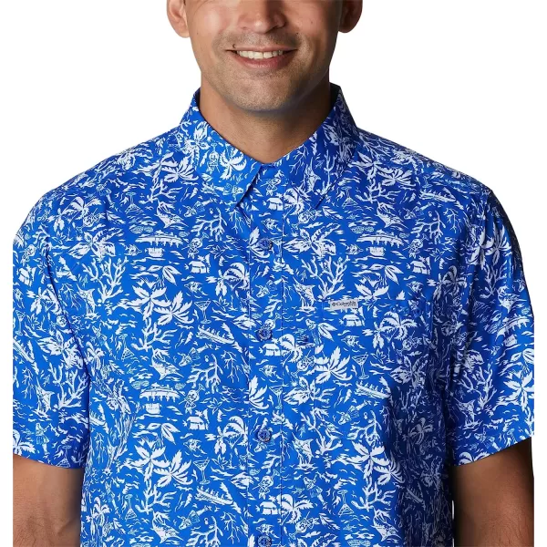 imageColumbia Mens Super Slack Tide Camp ShirtBlue Macaw Kona Print