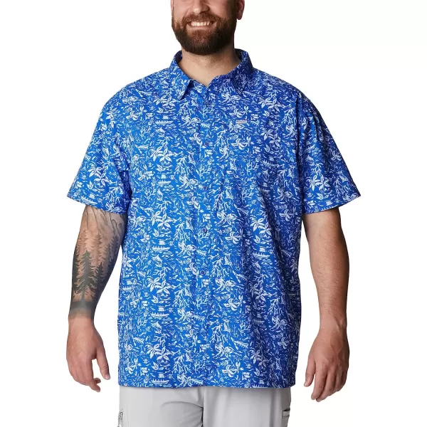 imageColumbia Mens Super Slack Tide Camp ShirtBlue Macaw Kona Print