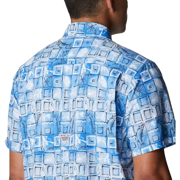 imageColumbia Mens Super Slack Tide Camp ShirtBlue Macaw Trout Batik