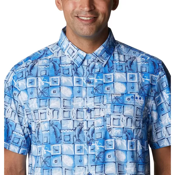 imageColumbia Mens Super Slack Tide Camp ShirtBlue Macaw Trout Batik