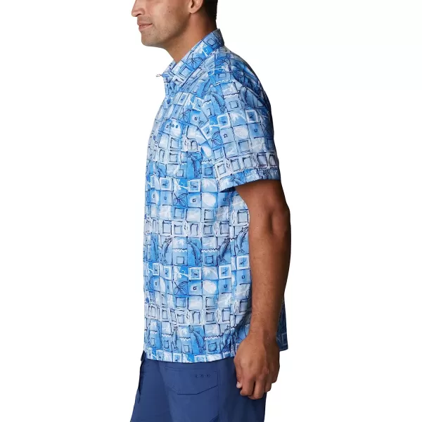 imageColumbia Mens Super Slack Tide Camp ShirtBlue Macaw Trout Batik