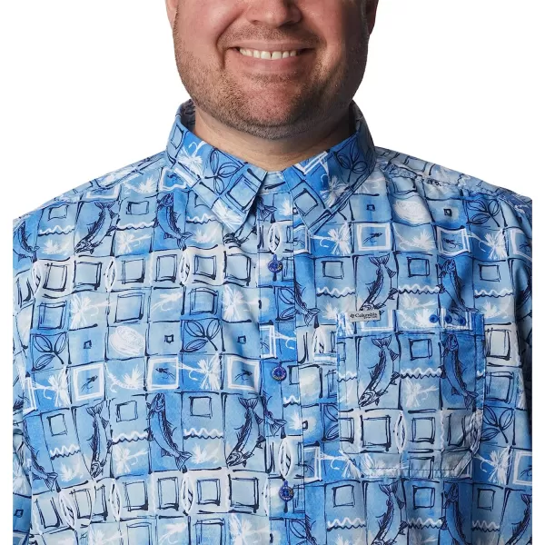 imageColumbia Mens Super Slack Tide Camp ShirtBlue Macaw Trout Batik