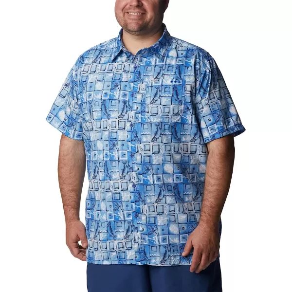 imageColumbia Mens Super Slack Tide Camp ShirtBlue Macaw Trout Batik