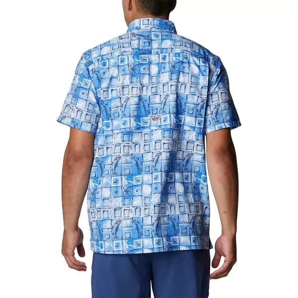 imageColumbia Mens Super Slack Tide Camp ShirtBlue Macaw Trout Batik