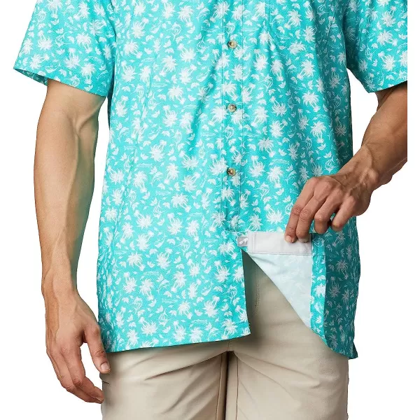 imageColumbia Mens Super Slack Tide Camp ShirtBright Aqua Marlin Palms Print