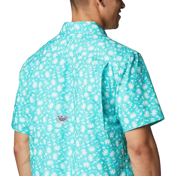 imageColumbia Mens Super Slack Tide Camp ShirtBright Aqua Marlin Palms Print