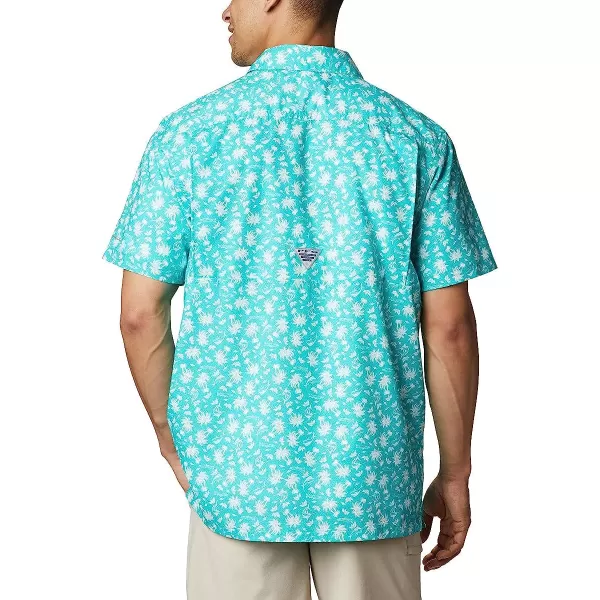 imageColumbia Mens Super Slack Tide Camp ShirtBright Aqua Marlin Palms Print