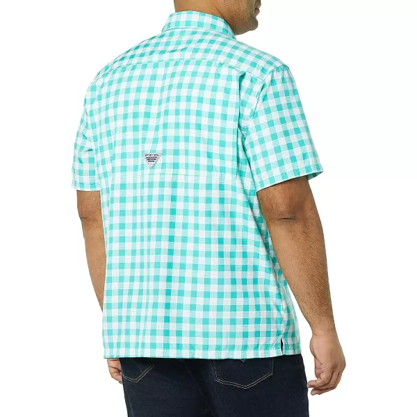 imageColumbia Mens Super Slack Tide Camp ShirtBright Aqua Palaka Plaid